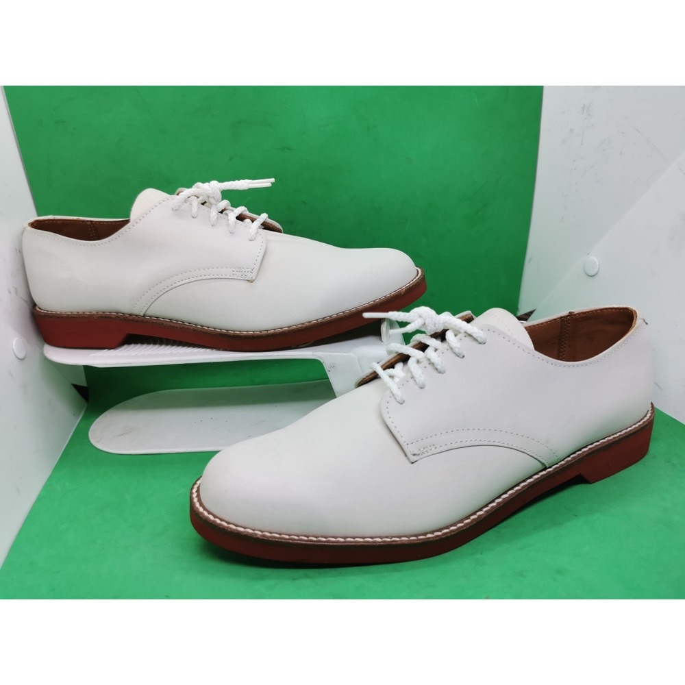 Vintage Serago Made In USA Men's White Bucks Blucher Cream Leather Shoes 8 M